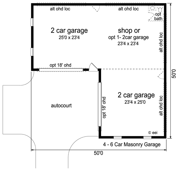 5 Car Garage Plan 69917 Level One