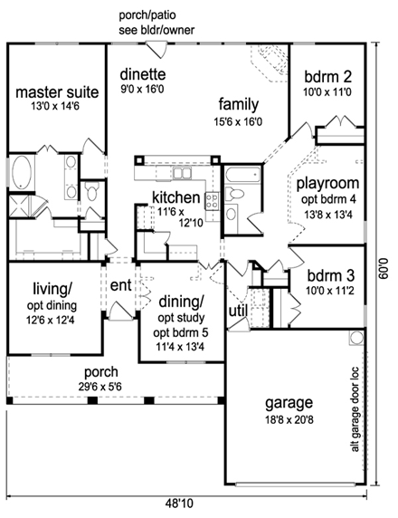 Craftsman, Tudor House Plan 69925 with 3 Beds, 2 Baths, 2 Car Garage First Level Plan