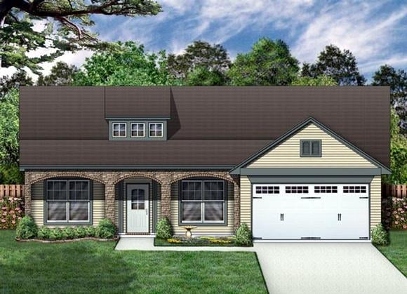 Craftsman, Tudor House Plan 69925 with 3 Beds, 2 Baths, 2 Car Garage Elevation