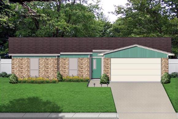 Contemporary House Plan 69944 with 3 Beds, 2 Baths, 2 Car Garage Elevation