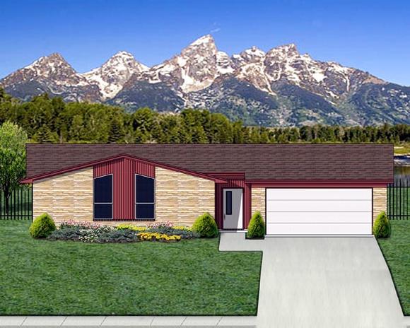 Contemporary House Plan 69945 with 4 Beds, 2 Baths, 2 Car Garage Elevation