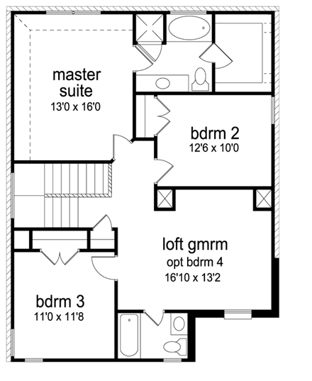 Cottage, Craftsman House Plan 69974 with 3 Beds, 3 Baths, 2 Car Garage Second Level Plan