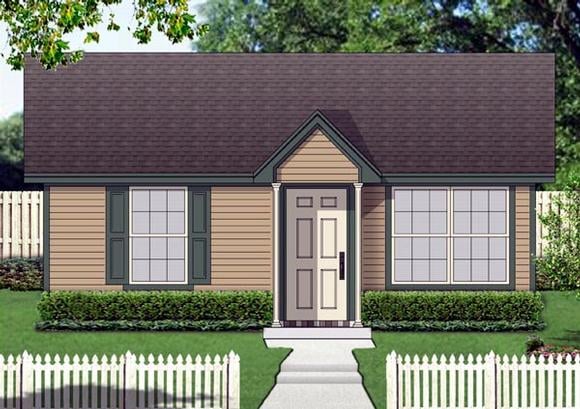 Cottage House Plan 69979 with 1 Beds, 1 Baths Elevation