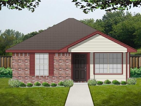 Cottage House Plan 69982 with 1 Beds, 1 Baths Elevation