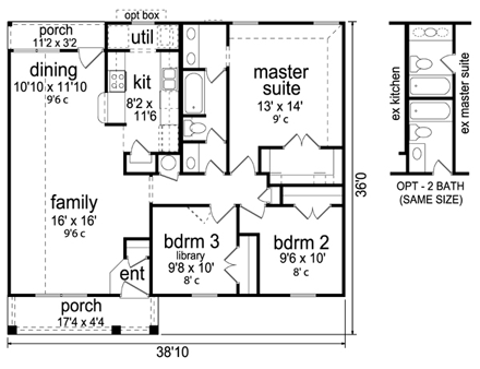 Craftsman House Plan 69986 with 3 Beds, 1 Baths First Level Plan