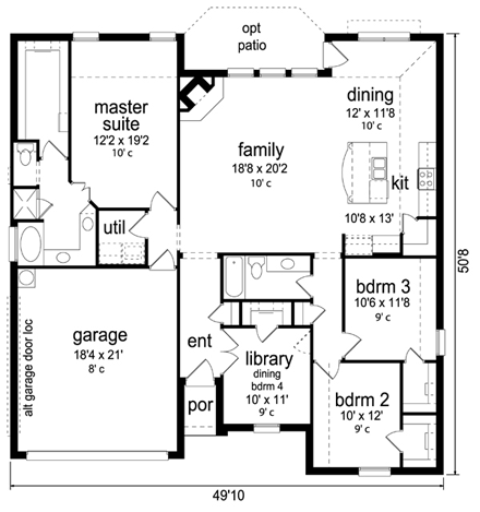 Traditional House Plan 69991 with 3 Beds, 2 Baths, 2 Car Garage First Level Plan