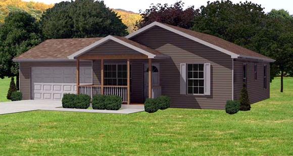 Traditional House Plan 70110 with 2 Beds, 1 Baths, 2 Car Garage Elevation