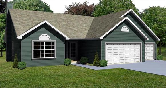 Traditional House Plan 70115 with 3 Beds, 2 Baths, 3 Car Garage Elevation