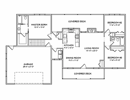 Traditional House Plan 70116 with 3 Beds, 2 Baths, 2 Car Garage First Level Plan