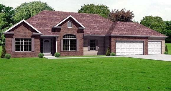 Traditional House Plan 70124 with 3 Beds, 2 Baths, 3 Car Garage Elevation