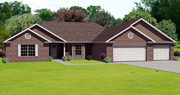 Traditional House Plan 70126 with 4 Beds, 3 Car Garage Elevation