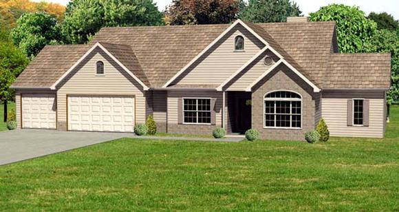 Traditional House Plan 70128 with 3 Beds, 2 Baths, 3 Car Garage Elevation