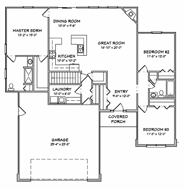 House Plan 70131 - Traditional Style with 1714 Sq Ft, 3 Bed, 2 Ba