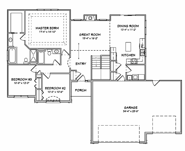 House Plan 70135 - Traditional Style with 1540 Sq Ft, 3 Bed, 2 Ba