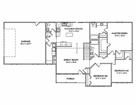 Traditional House Plan 70152 with 3 Beds, 3 Baths, 2 Car Garage First Level Plan