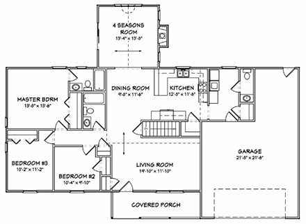 Traditional House Plan 70163 with 3 Beds, 3 Baths, 2 Car Garage First Level Plan