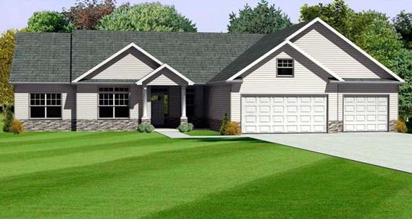 Traditional House Plan 70165 with 3 Beds, 3 Baths, 3 Car Garage Elevation