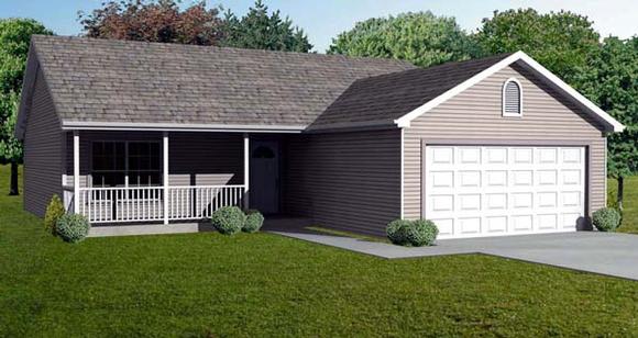 Traditional House Plan 70176 with 3 Beds, 1 Baths, 2 Car Garage Elevation