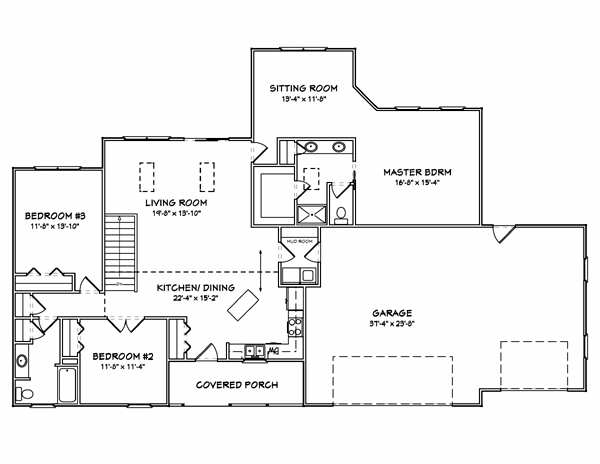 House Plan 70182 - Traditional Style with 1798 Sq Ft, 3 Bed, 2 Ba