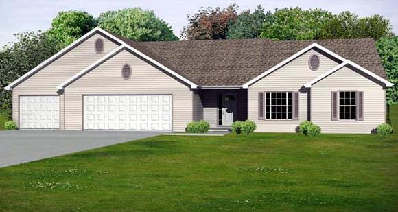 Traditional House Plan 70197 with 3 Beds, 3 Baths, 3 Car Garage Elevation