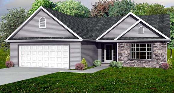Traditional House Plan 70198 with 3 Beds, 2 Baths, 2 Car Garage Elevation