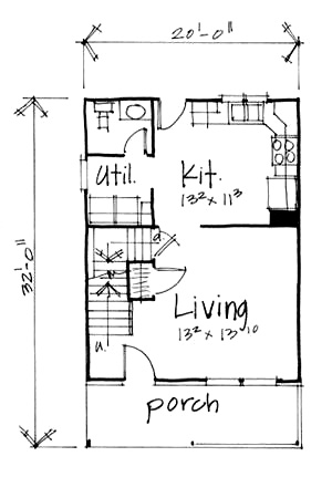 Southern House Plan 70409 with 3 Beds, 2 Baths First Level Plan