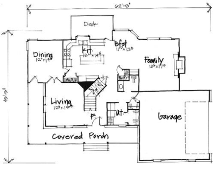 Country House Plan 70432 with 5 Beds, 3 Baths, 2 Car Garage First Level Plan