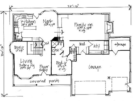 Country House Plan 70449 with 5 Beds, 4 Baths, 3 Car Garage First Level Plan