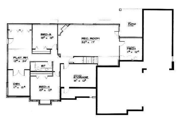 Traditional House Plan 70488 with 3 Beds, 3 Baths, 3 Car Garage Lower Level Plan