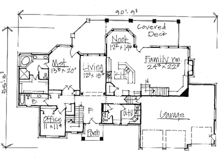 Traditional House Plan 70504 with 4 Beds, 3 Baths, 3 Car Garage First Level Plan