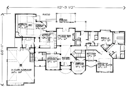 Victorian House Plan 70522 with 6 Beds, 5 Baths, 3 Car Garage First Level Plan