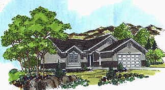 Traditional House Plan 70525 with 2 Beds, 2 Baths, 2 Car Garage Elevation