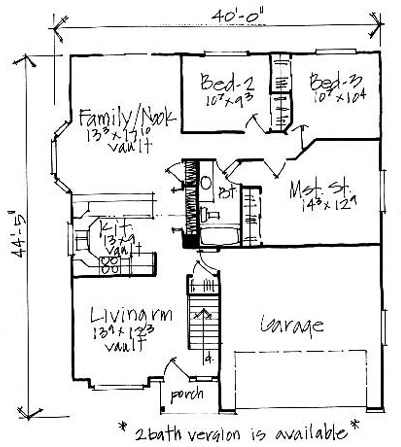 Traditional House Plan 70527 with 3 Beds, 1 Baths, 2 Car Garage Level One