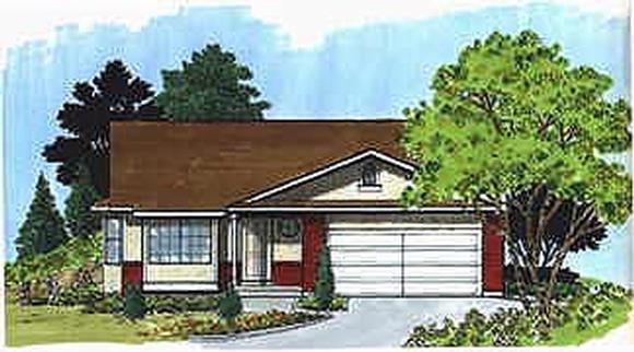 Traditional House Plan 70527 with 3 Beds, 1 Baths, 2 Car Garage Elevation