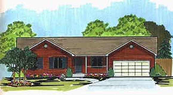 Ranch House Plan 70536 with 3 Beds, 2 Baths, 2 Car Garage Elevation