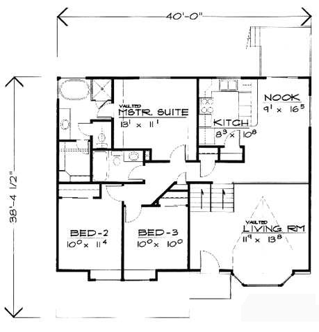 Traditional House Plan 70576 with 3 Beds, 2 Baths, 2 Car Garage Level One