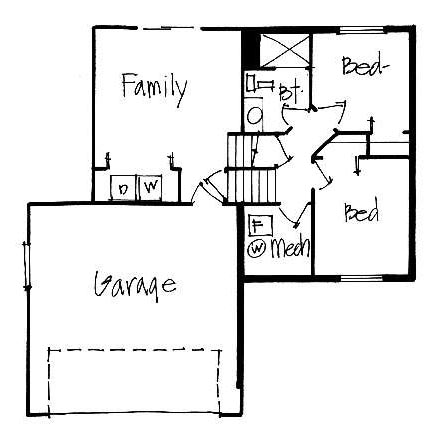 Traditional House Plan 70587 with 2 Beds, 1 Baths, 2 Car Garage Lower Level Plan