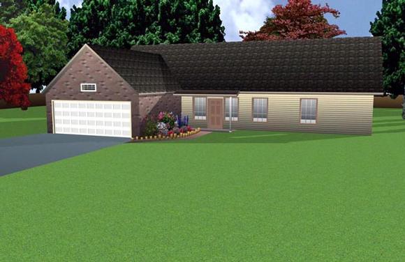 Ranch House Plan 70901 with 3 Beds, 3 Baths, 2 Car Garage Elevation