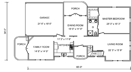 Contemporary House Plan 70905 with 4 Beds, 2 Baths, 2 Car Garage First Level Plan