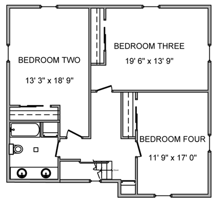 Contemporary House Plan 70905 with 4 Beds, 2 Baths, 2 Car Garage Second Level Plan