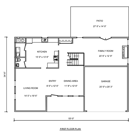 Traditional House Plan 70922 with 3 Beds, 3 Baths, 2 Car Garage First Level Plan