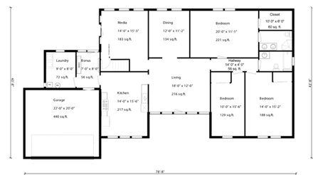 Contemporary House Plan 70928 with 3 Beds, 2 Baths, 3 Car Garage First Level Plan