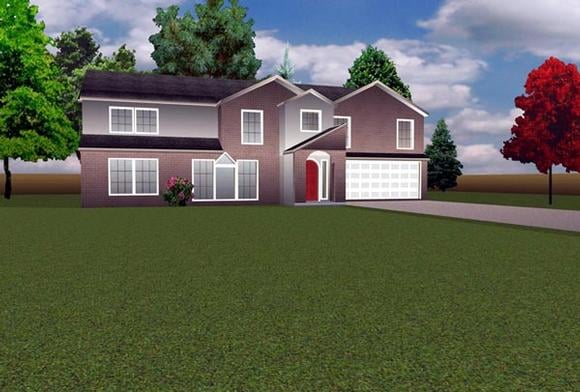 Contemporary House Plan 70929 with 4 Beds, 3 Baths, 2 Car Garage Elevation