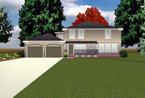 Traditional House Plan 70933 with 4 Beds, 3 Baths, 2 Car Garage Elevation