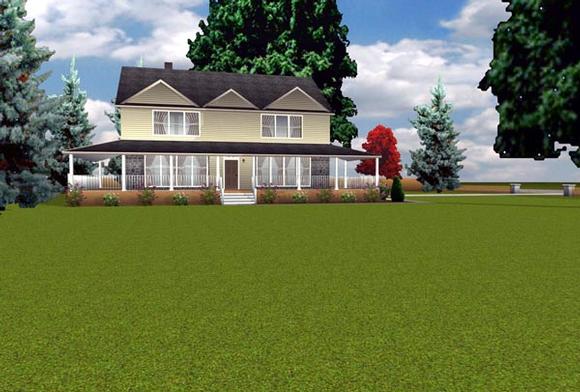 Country House Plan 70934 with 4 Beds, 3 Baths, 2 Car Garage Elevation