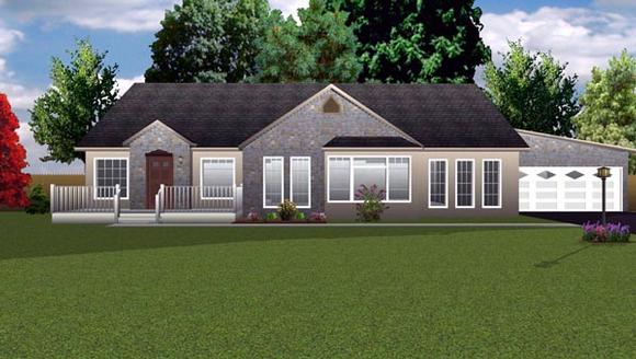 Contemporary House Plan 70944 with 3 Beds, 3 Baths, 2 Car Garage Elevation
