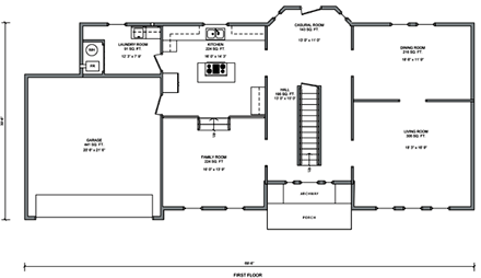 Contemporary House Plan 70947 with 3 Beds, 2 Baths, 3 Car Garage First Level Plan
