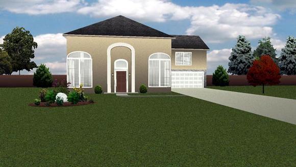 Contemporary House Plan 70949 with 3 Beds, 3 Baths, 2 Car Garage Elevation