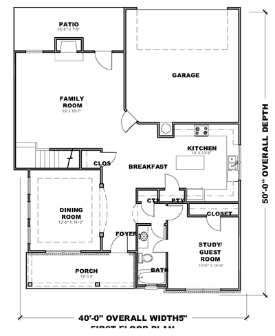 Traditional House Plan 71307 with 3 Beds, 3 Baths, 2 Car Garage First Level Plan
