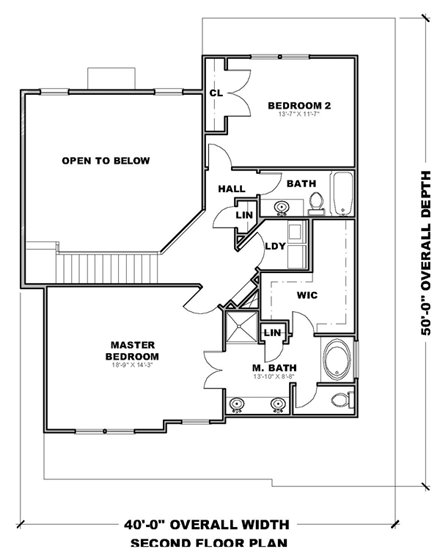 Traditional House Plan 71309 with 3 Beds, 3 Baths, 2 Car Garage Second Level Plan